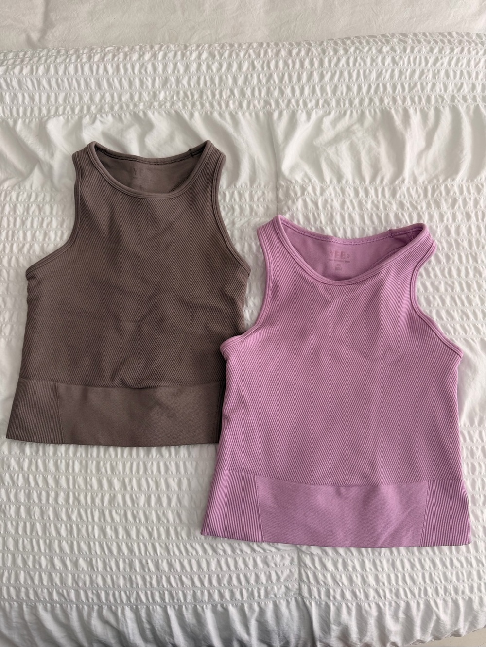 Set of Two YPB Longline Tops, Brown and Pink